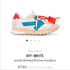 Off-White suede detailed runner shoes white and blue